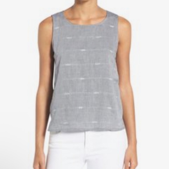 Eileen Fisher Tops - Eileen Fisher Women’s Nomadic Stripe Round Neck‎ Cotton Shell Top  Sz S